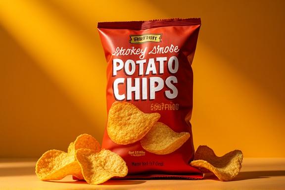 Vibrant packaging for a gourmet potato chip brand.