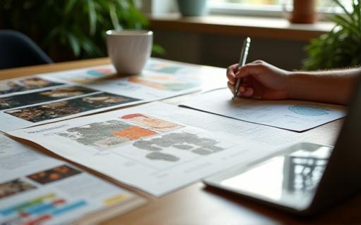 A mood board with maps, charts, and spice photos.