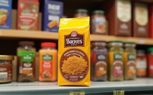 Packaged food product on a store shelf.